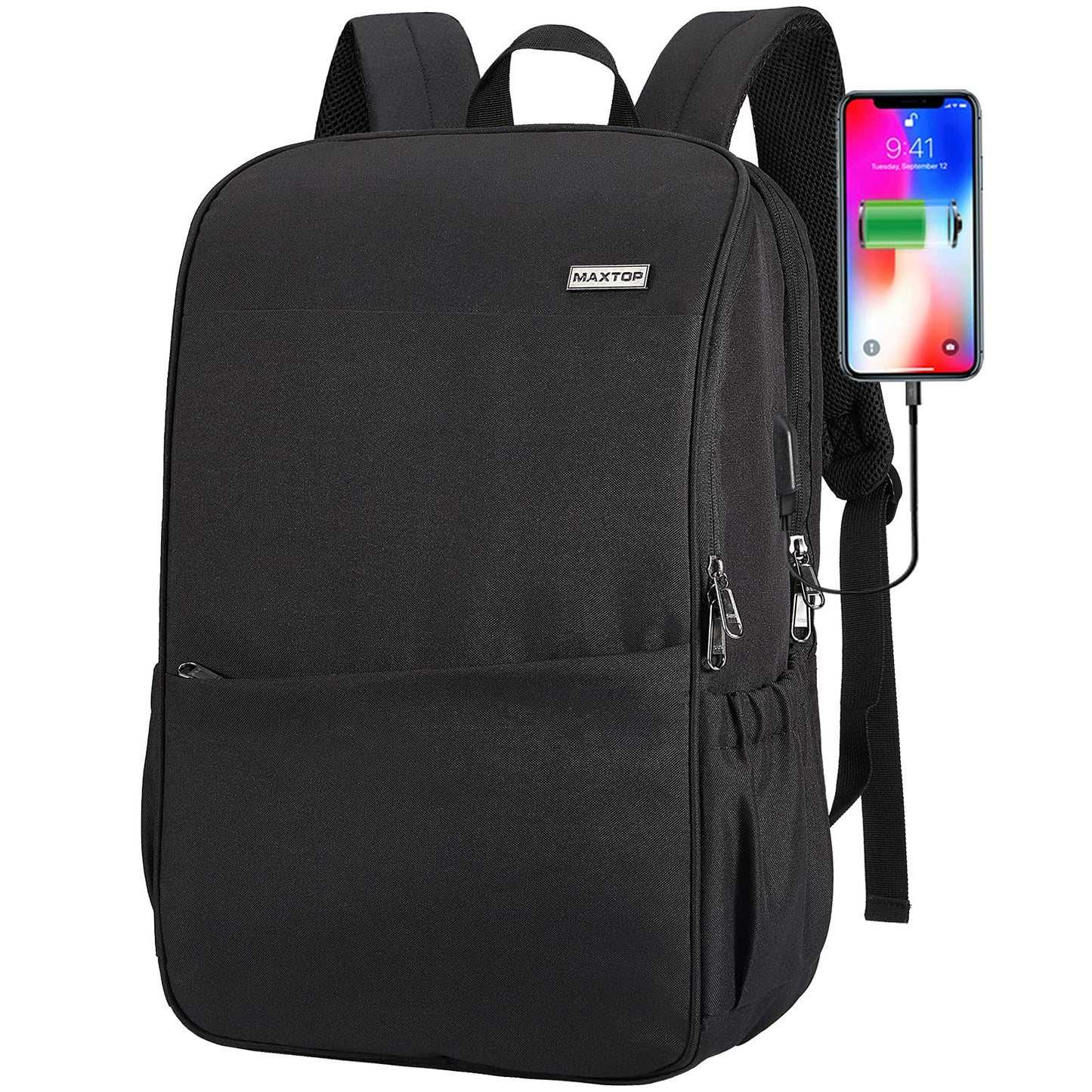 Deep Storage Laptop Backpack with USB Charging Port[Water Resistant] College School Computer Bookbag Fits 16/17 Inch Laptop